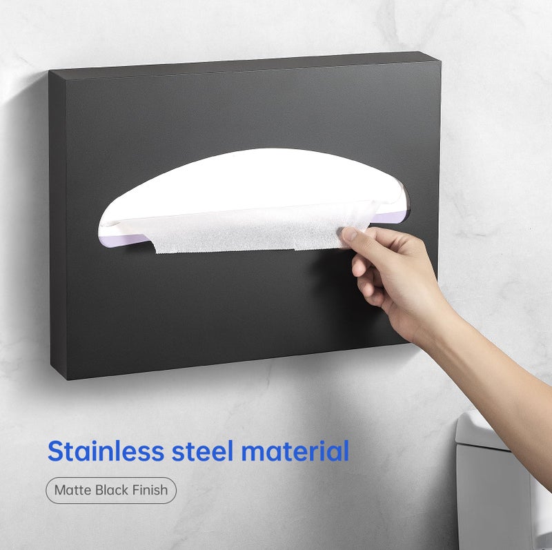 Gorlary Toilet Seat Cover Dispenser Wall Mounted Stainless Steel Matte Black - Image 2