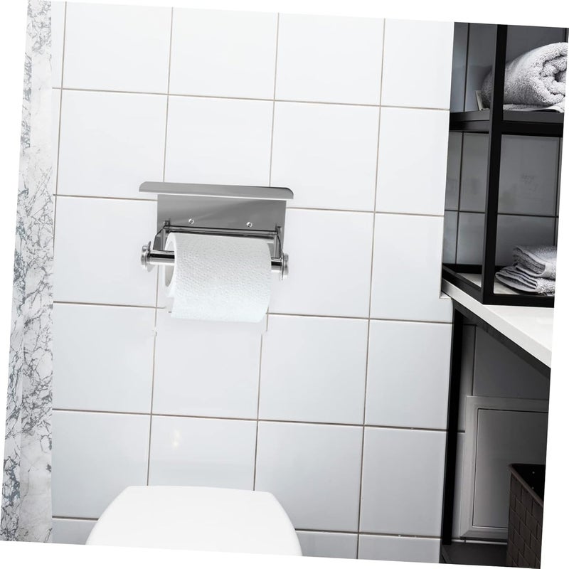 Stainless Steel Toilet Paper Holder with Shelf and Rustproof Bathroom Storage Rack for Toilet Paper and Items Easy Installation Modern Design for Bathroom - Image 4