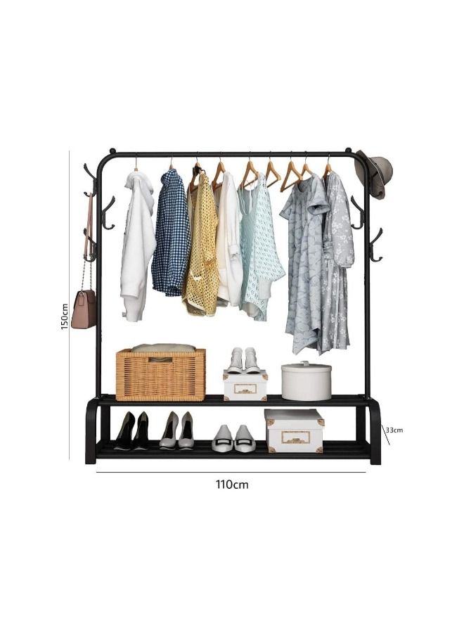 MTL Clothes Organizer And Holder Coated Metal Rack Black 110x33x150 cm - Image 4