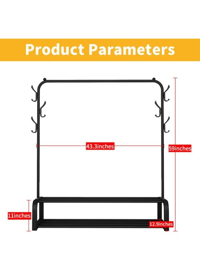MTL Clothes Organizer And Holder Coated Metal Rack Black 110x33x150 cm - Image 5