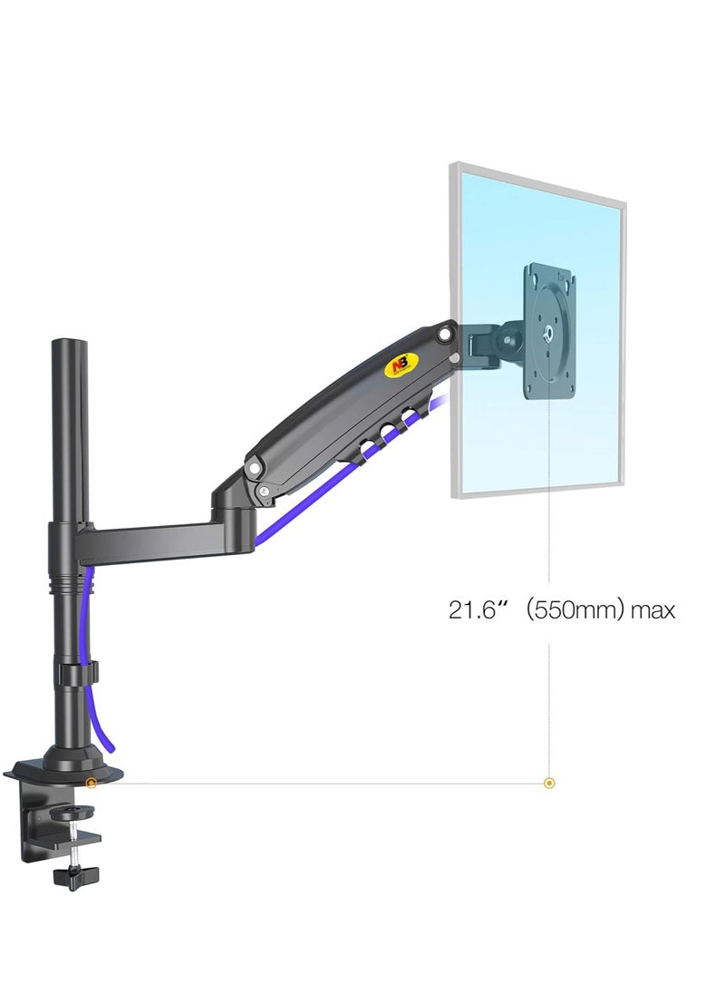 NB North Bayou H100 Desktop Mount Arm Monitor Stand, Desk Mount, Height Adjustable VESA Mount for 17" to 30" Computer Monitor - Holds up to 19.8lbs with C-Clamp Through Grommet,