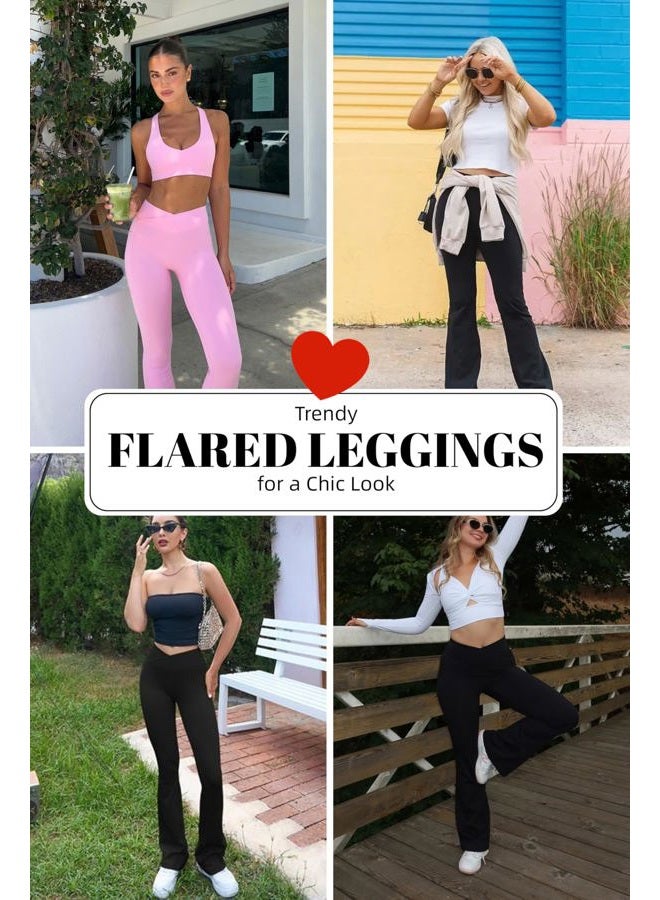 HEGALY Women's Flare Yoga Pants - Crossover Flare Leggings High Waisted Tummy Control Workout Casual Bootcut Pants, Wine Red, L - Image 4