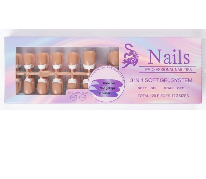 أظافر صناعية طويلة على شكل لوز أطراف جل لاصقة،  مطلية بطبقة X، تغطية كاملة للأظافر 120 قطعه 12حجم متعدد الالوان - Image 1