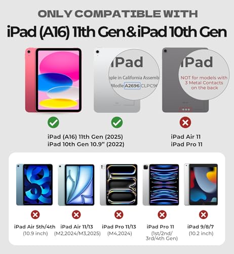 Dexnor for iPad A16 11th10th Generation Case with Keyboard UltraThin Magnetic Folio Keyboard Case Trackpad Pencil Holder Backlit Rechargeable for iPad A16 11 202510th Gen 109 2022 Purple - Image 3