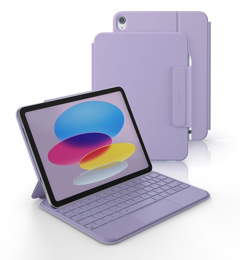 Dexnor for iPad A16 11th10th Generation Case with Keyboard UltraThin Magnetic Folio Keyboard Case Trackpad Pencil Holder Backlit Rechargeable for iPad A16 11 202510th Gen 109 2022 Purple - Image 2