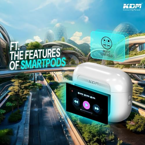KDM – W1 Smart Pods Truly Wireless in Ear Earbuds with 50hrs Playtime, Quick Charging, 4 Mic Calling, Gaming Mode, ANC, Low Latency, Buds TWS, Active Noise Cancellation, White - Image 2