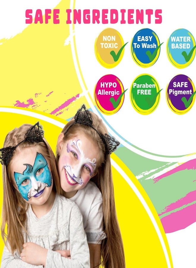 Bowitzki Face Painting Kit for Kids 23 Colors Water Based Face Paint Kit Non Toxic Professional with Stencils Brushes for Parties Birthdays Halloween Christmas Body Makeup - Image 2
