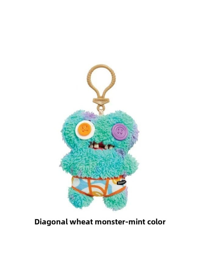 Key Pendant Genuine Big Teeth Teeth Monster Doll Teeth Treasure Ugly Adorable Monster Funny Plush Support One Generation-Color:Keychain-open Teeth Wheat Weird (mint Color)-Height:About 12cm  - Image 1