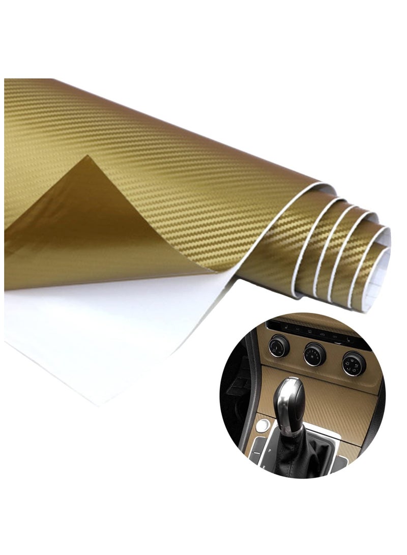 SYOSI 3D Carbon Fiber Wrap Vinyl Film Car Interior Wrap Stickers Tape for Cars Auto and Motorcycle DIY Decoration Crafts 152X30cm Gold - Image 1