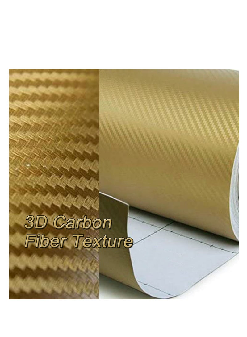 SYOSI 3D Carbon Fiber Wrap Vinyl Film Car Interior Wrap Stickers Tape for Cars Auto and Motorcycle DIY Decoration Crafts 152X30cm Gold - Image 5