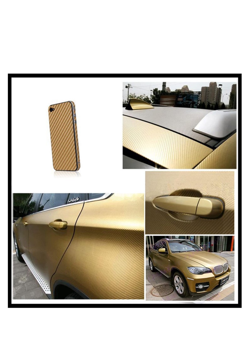 SYOSI 3D Carbon Fiber Wrap Vinyl Film Car Interior Wrap Stickers Tape for Cars Auto and Motorcycle DIY Decoration Crafts 152X30cm Gold - Image 3