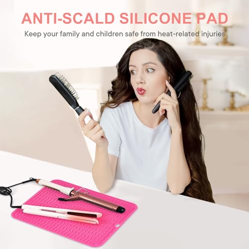 Suafrnut Oversize Silicone Heat Resistant Mat, Portable Travel Mat Cover for Curling Irons, Flat Irons, Hair Straightener and Hot Hair Styling Tools(14.2" x 11") - Image 2