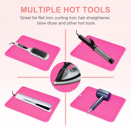 Suafrnut Oversize Silicone Heat Resistant Mat, Portable Travel Mat Cover for Curling Irons, Flat Irons, Hair Straightener and Hot Hair Styling Tools(14.2" x 11") - Image 5