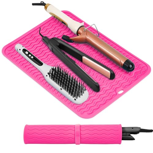 Suafrnut Oversize Silicone Heat Resistant Mat, Portable Travel Mat Cover for Curling Irons, Flat Irons, Hair Straightener and Hot Hair Styling Tools(14.2" x 11") - Image 1