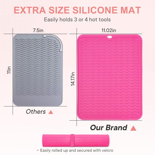 Suafrnut Oversize Silicone Heat Resistant Mat, Portable Travel Mat Cover for Curling Irons, Flat Irons, Hair Straightener and Hot Hair Styling Tools(14.2" x 11") - Image 3