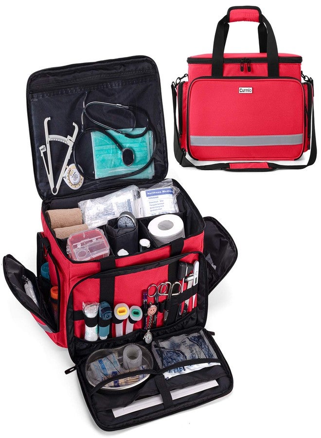 CURMIO Nurse Bag, Medical Bag Clinical Bag with Inner Dividers and No-Slip Bottom for Home Visits, Health Care, Hospice, For Nursing Students, Physical Therapists, Doctors,Red (Patent Pending) - Image 1