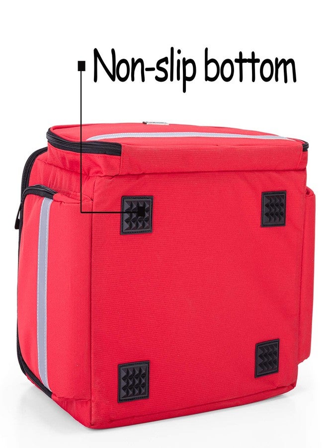 CURMIO Nurse Bag, Medical Bag Clinical Bag with Inner Dividers and No-Slip Bottom for Home Visits, Health Care, Hospice, For Nursing Students, Physical Therapists, Doctors,Red (Patent Pending) - Image 5