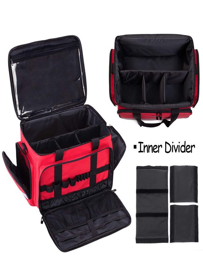 CURMIO Nurse Bag, Medical Bag Clinical Bag with Inner Dividers and No-Slip Bottom for Home Visits, Health Care, Hospice, For Nursing Students, Physical Therapists, Doctors,Red (Patent Pending) - Image 2