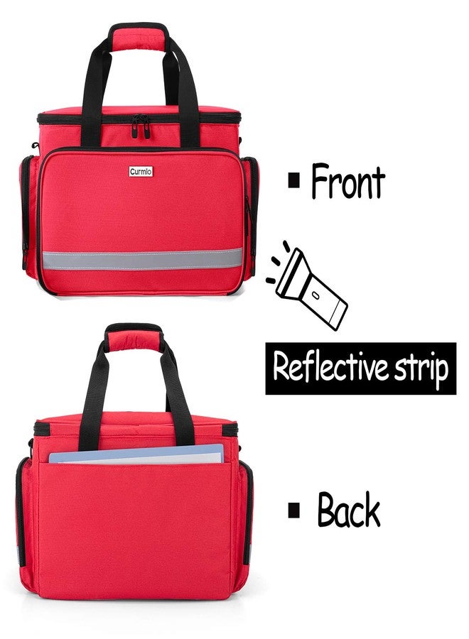 CURMIO Nurse Bag, Medical Bag Clinical Bag with Inner Dividers and No-Slip Bottom for Home Visits, Health Care, Hospice, For Nursing Students, Physical Therapists, Doctors,Red (Patent Pending) - Image 3