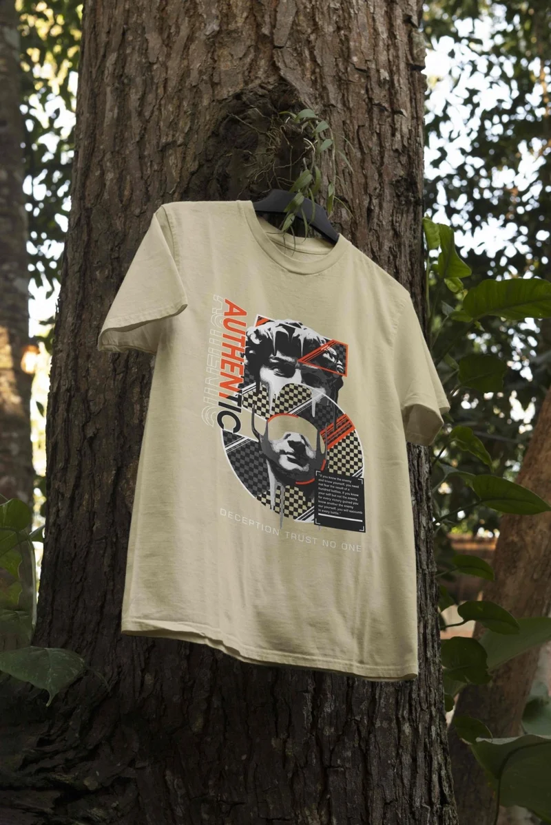 دوغ فش Oversize Cotton Combed Basic Salas Comfortable Brown T-Shirt
