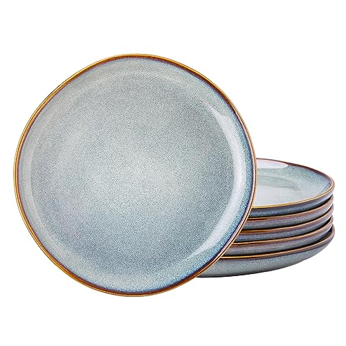 AmorArc Ceramic Dinner Plates Set of 6, 10.5 Inch Handmade Reactive Glaze Stoneware Plates, Rustic Shape Dinnerware Dish Set for Kitchen, Microwave & Dishwasher Safe, Scratch Resistant - Image 1