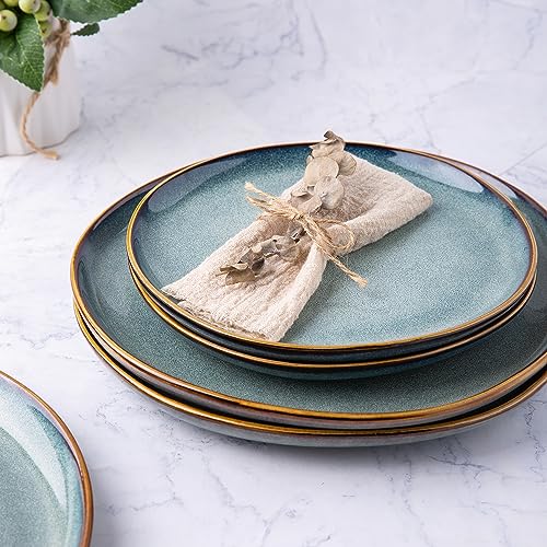 AmorArc Ceramic Dinner Plates Set of 6, 10.5 Inch Handmade Reactive Glaze Stoneware Plates, Rustic Shape Dinnerware Dish Set for Kitchen, Microwave & Dishwasher Safe, Scratch Resistant - Image 3