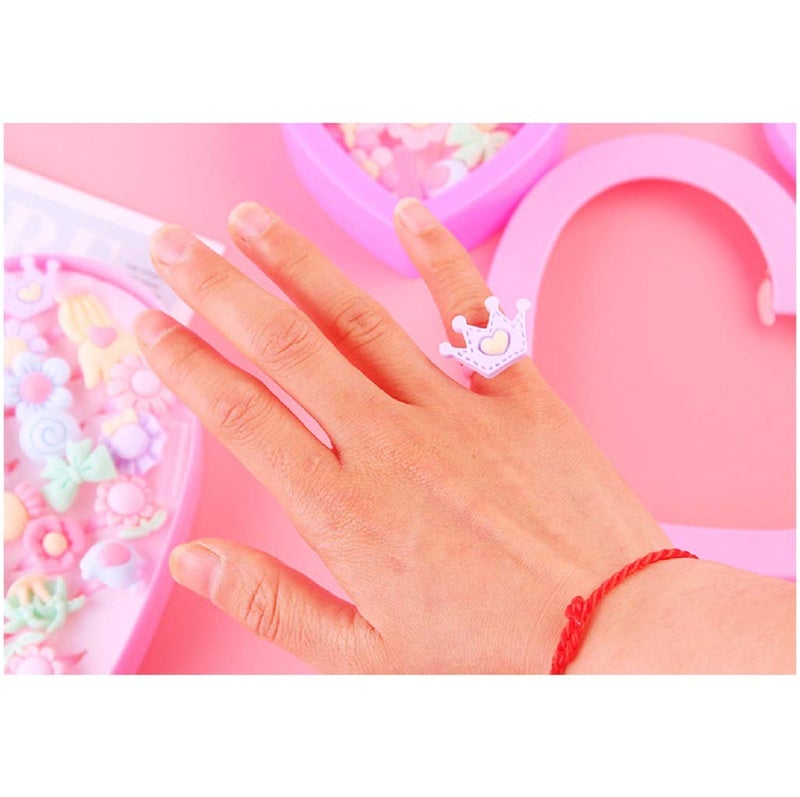 SillyMe Kids Girls Cartoon Pretend Play Toy Fancy 36 Finger Rings for Birthday Gifts Comes in Pink Heart Shape Box .Suitable for Age 2-10 yrs - Image 5