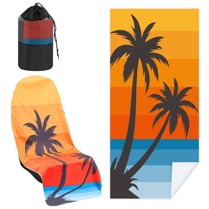 Hahafelt 2 Pack Car Seat Towel Covers with Storage Bag 63 x 32 Inch Athletic Running Towel Seat Sweat Washable Non Slip Cover Gift for Car Outdoor Sport Activities (Beach Palm Trees) - Image 1