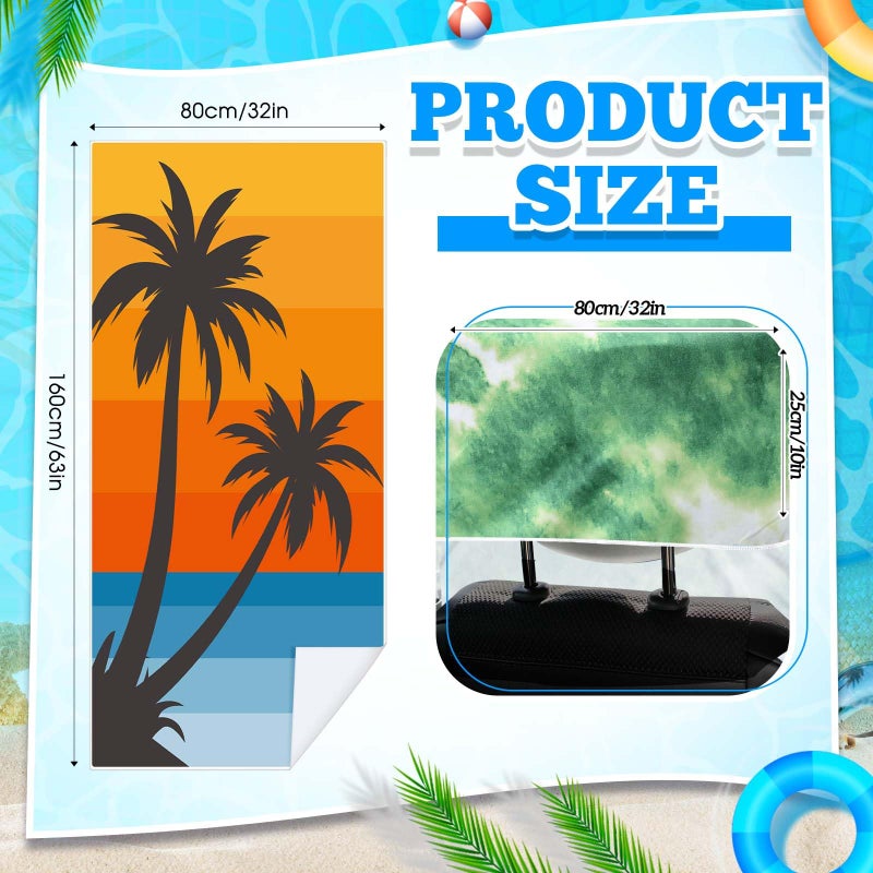 Hahafelt 2 Pack Car Seat Towel Covers with Storage Bag 63 x 32 Inch Athletic Running Towel Seat Sweat Washable Non Slip Cover Gift for Car Outdoor Sport Activities (Beach Palm Trees) - Image 2