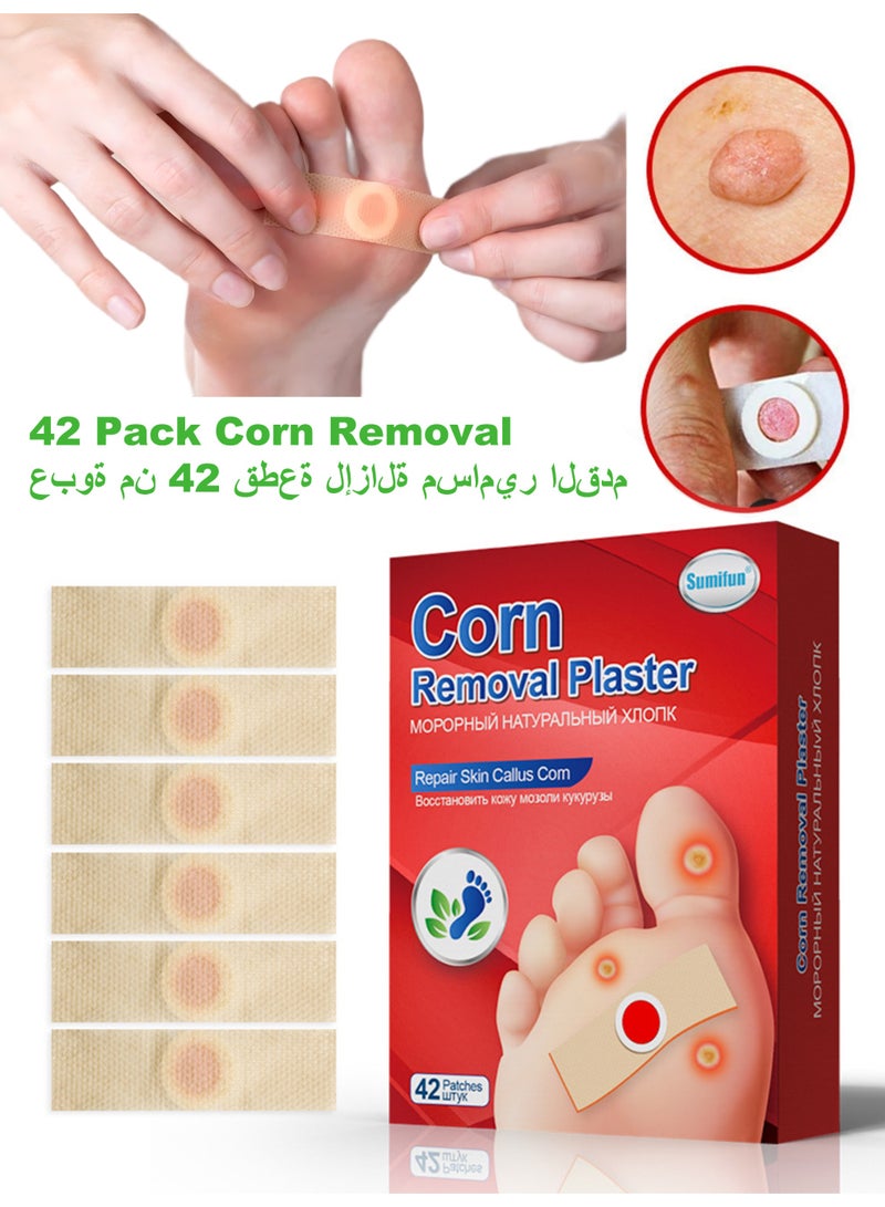 Sumifun 42 Pack Corn Removal Plaster Gentle Painless Foot Care Mat Effective For Corns Calluses Dead Skin With Foot Ding Plantar Wart Cream For Home Daily Use - Image 1