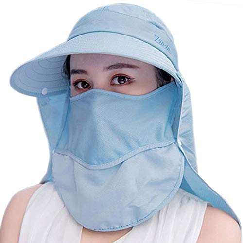 GUSTAVE® Unisex Summer Hats for Women with Detachable Flaps, Sun Protection Cap for Summer, UV Protective Hat for Gardening, Beach, Boating, Fishing (1_Blue_Free Size) - Image 1