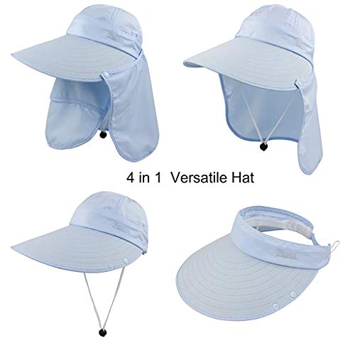 GUSTAVE® Unisex Summer Hats for Women with Detachable Flaps, Sun Protection Cap for Summer, UV Protective Hat for Gardening, Beach, Boating, Fishing (1_Blue_Free Size) - Image 2