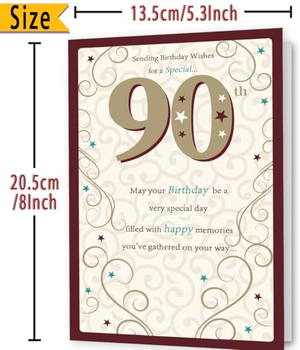 FANCYLUCKY Happy 90th Birthday Card Gifts for Women Men, Unique Bday Greeting Gifts for 90 Year Old Woman Man, Funny 90th Birthday Decoration for Grandpa Grandma Dad Mom - Image 3