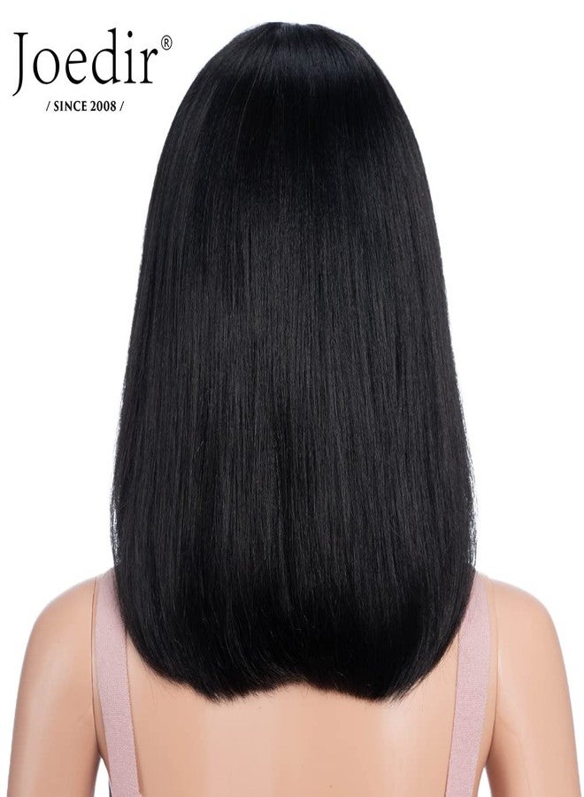 Joedir Short Wig Straight Black Bob Wig with bangs 100% Human Hair Wig for Women 12 inch Short Bob Wig Natural Looking for Daily Use(Black Color) - Image 4