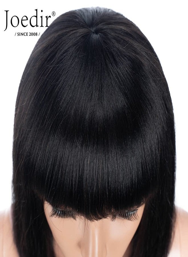 Joedir Short Wig Straight Black Bob Wig with bangs 100% Human Hair Wig for Women 12 inch Short Bob Wig Natural Looking for Daily Use(Black Color) - Image 3