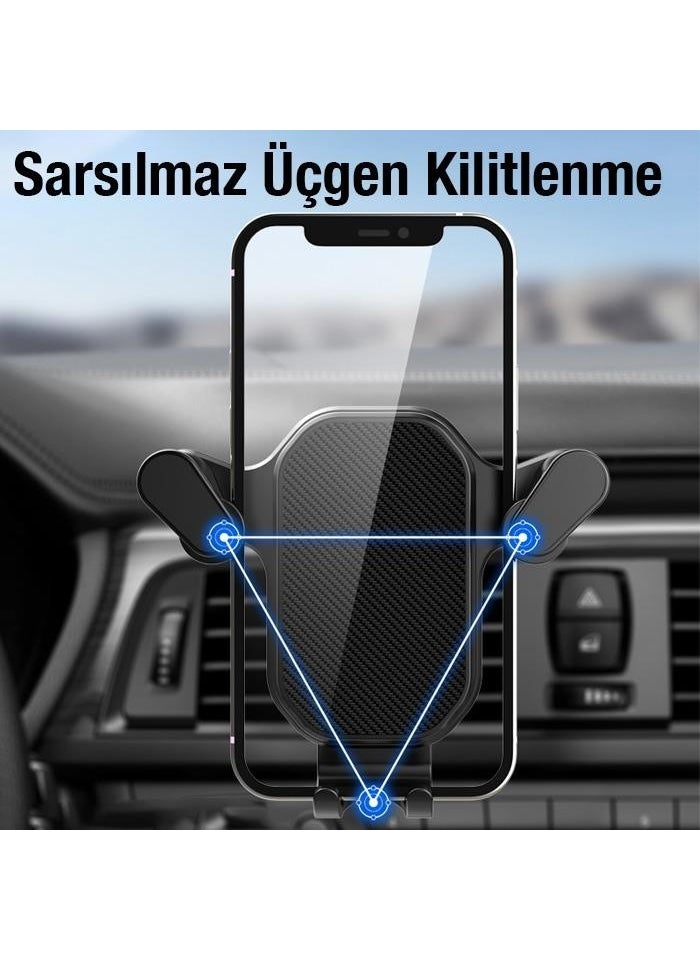 Polham - Universal Phone Holder with In-Car Ventilation Inlet, Triangle Design Lock System Anti-Vibration Holder - Image 1