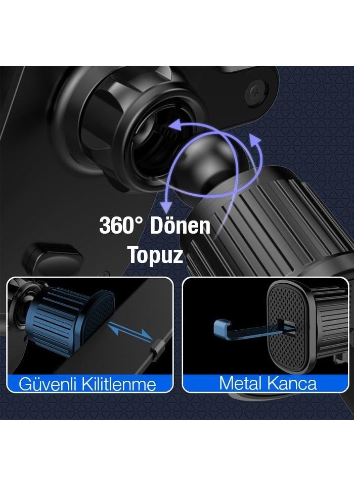 Polham - Universal Phone Holder with In-Car Ventilation Inlet, Triangle Design Lock System Anti-Vibration Holder - Image 1
