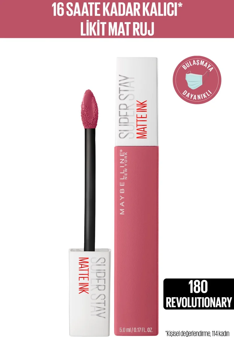 MAYBELLINE NEW YORK Super Stay Matte Ink Liquid Matte Lipstick - 180 Revolutionary - Pink