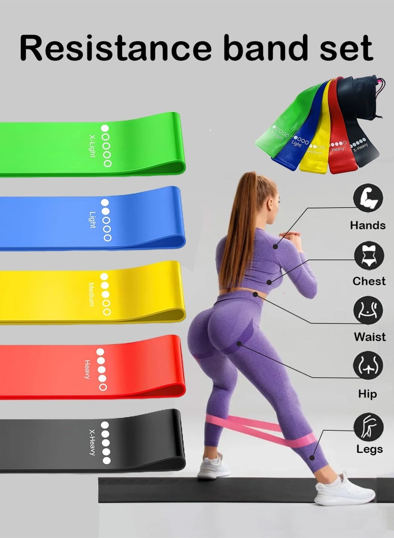 PHISMA Resistance Bands Set, 5pcs Assorted Pounds Strength Training Exercise Resistance Loops Stretch Bands, Gym Fitness Yoga Workout Resistance Loops Bands for Arm Legs and hips - Image 1