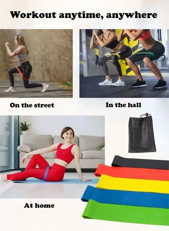 PHISMA Resistance Bands Set, 5pcs Assorted Pounds Strength Training Exercise Resistance Loops Stretch Bands, Gym Fitness Yoga Workout Resistance Loops Bands for Arm Legs and hips - Image 4