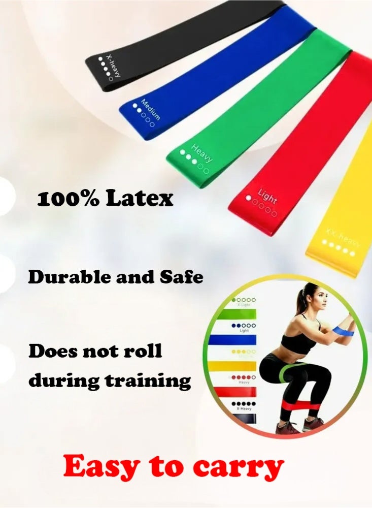 PHISMA Resistance Bands Set, 5pcs Assorted Pounds Strength Training Exercise Resistance Loops Stretch Bands, Gym Fitness Yoga Workout Resistance Loops Bands for Arm Legs and hips - Image 3