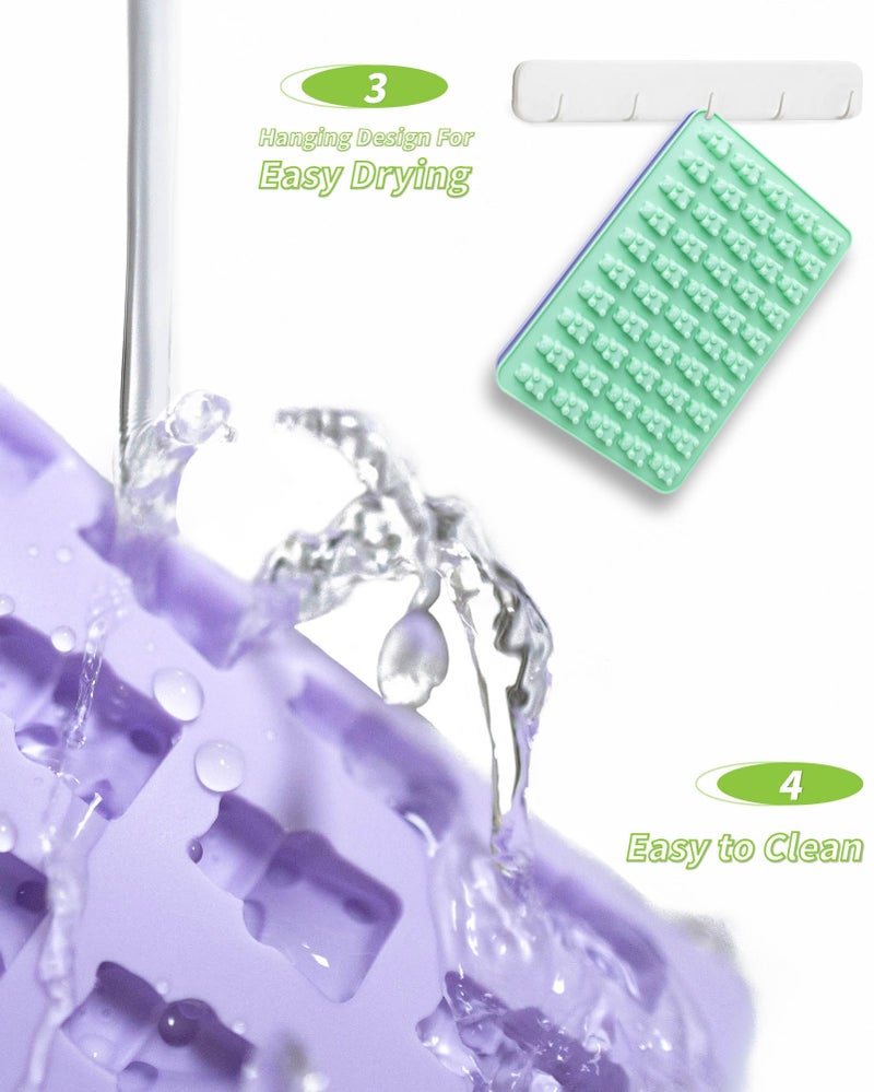 KKDINDAN Gummy Bear Silicone Molds 4 PCS, KKDINDAN Mini Size Chocolate Gummy Molds with 2 Droppers, BPA Free Food Grade Platinum Silicone Molds, Nonstick Candy Molds - Image 5