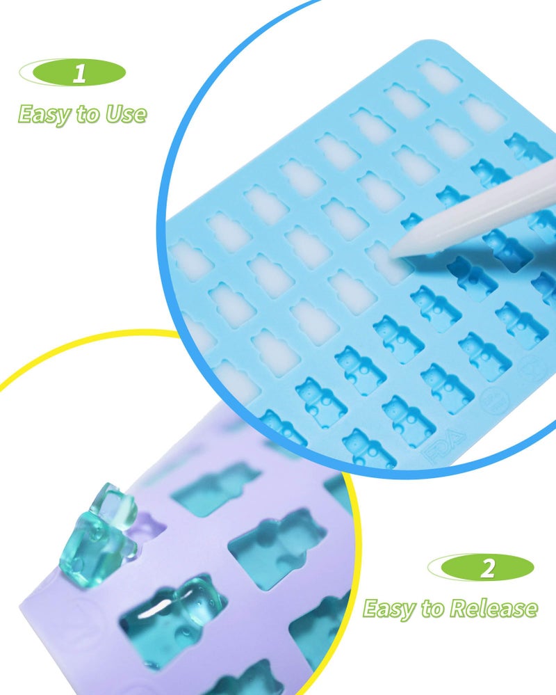 KKDINDAN Gummy Bear Silicone Molds 4 PCS, KKDINDAN Mini Size Chocolate Gummy Molds with 2 Droppers, BPA Free Food Grade Platinum Silicone Molds, Nonstick Candy Molds - Image 4