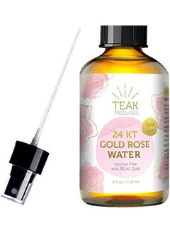 teak naturals 24K Gold Rose Water Facial Toner by Teak Naturals 100 Pure Organic Natural Moroccan Rosewater Hydrosol Face Spray 4 oz 