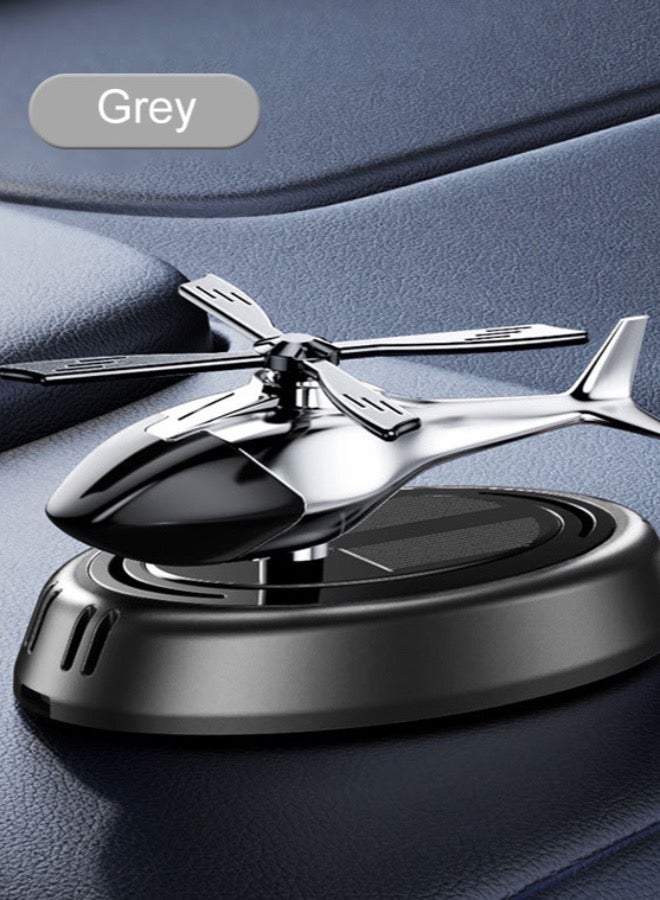 معطر هواء سيارة هليكوبتر يعمل بالطاقة الشمسية، إكسسوارات ديكور داخلي تدور تلقائيًا، موزع روائح يعمل بالطاقة الشمسية (رمادي) - Image 2