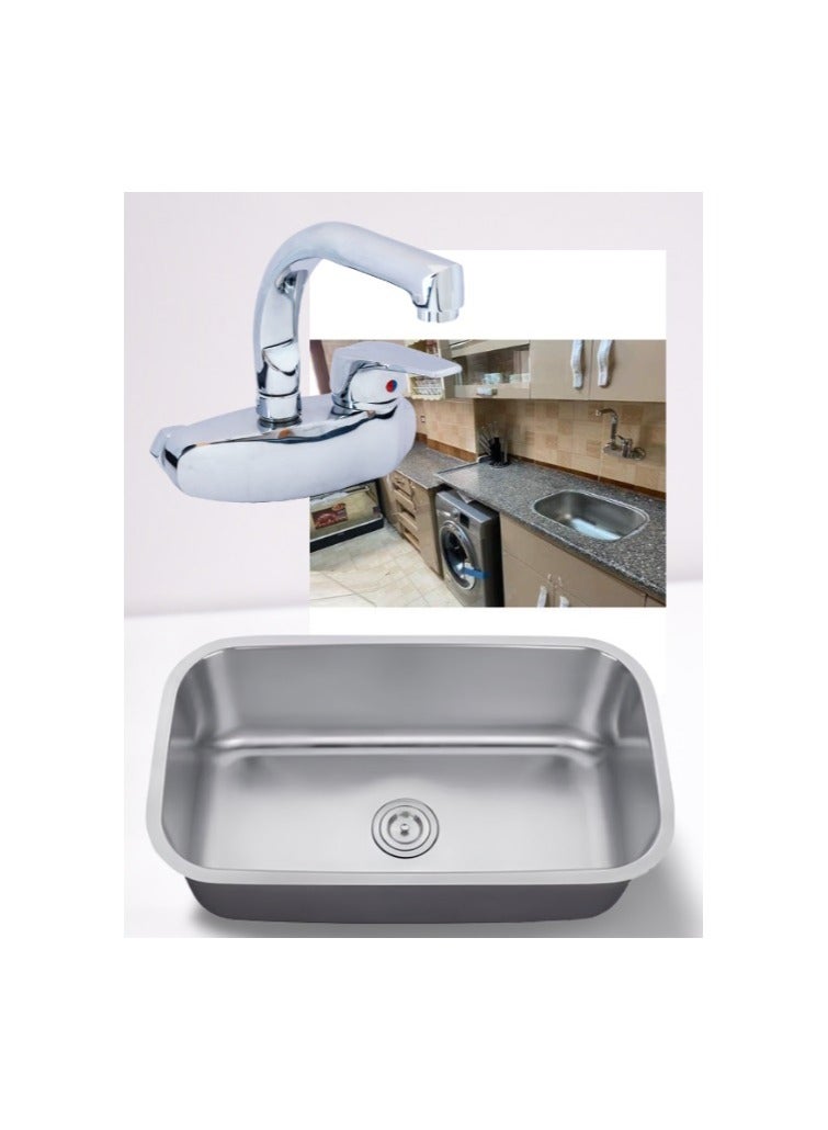 Star Kitchen sink 75 x 45 cm with drainer and mixer - Image 1