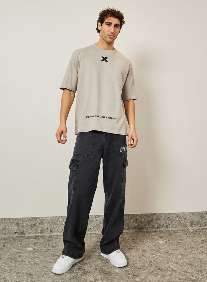 Styli Minimal Graphic Print Oversized Pure Cotton T-Shirt - Image 2