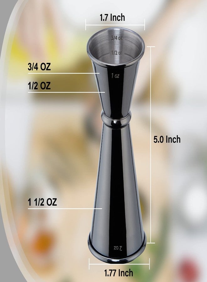 Briout Jigger for Bartending, Briout Double Cocktail Jigger Japanese Premium 304 Food Grade Stainless Steel Jigger 2 OZ 1 OZ with Measurements Inside, Black - Image 3