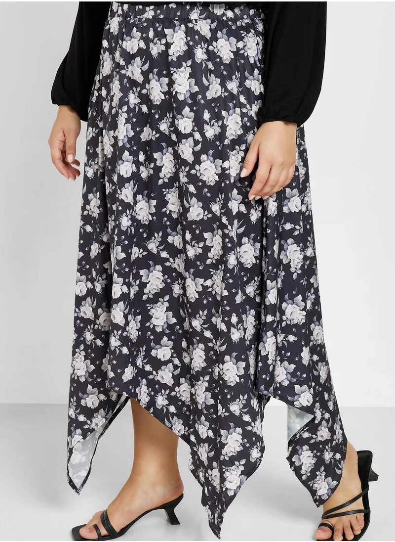 Ginger Plus Asymmetrical Printed Skirt