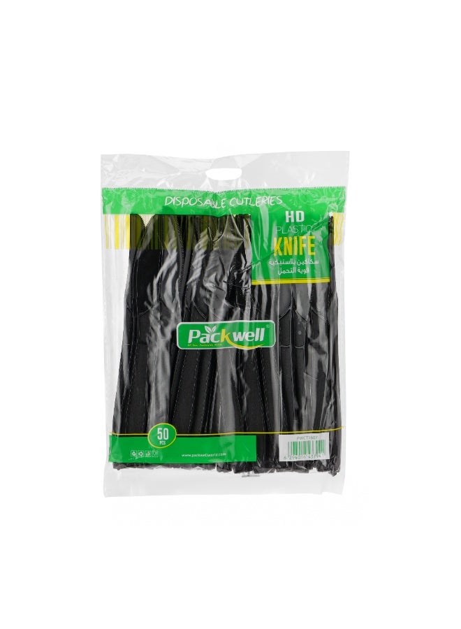 packwell Packwell Plastic HD Knife 50-Pieces, Black  - Image 1